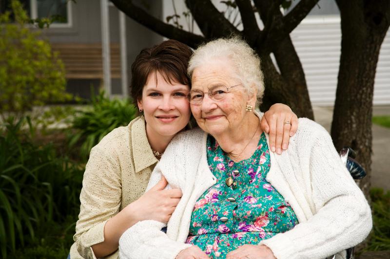 Senior with caregiver